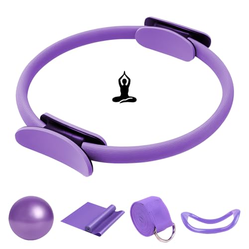 Pilates Ring Set, Pilates Essentials Kit,Enthält Pilates Ring Yoga-Ball Yoga-Spanngurt Yoga-Hilfsgurt Yoga-Ring,Pilates Essentials Kit Für Frauen,Zur Gewichtsabnahme an Beinen,Armen Und Oberschenkeln
