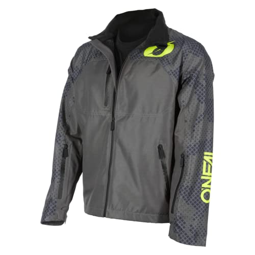 O'NEAL | Offroadregen-Jacke | Motocross Enduro Downhill MTB | Wasserdicht, Unterarmbelüftung | Shore Rain V.22 Jacket | Erwachsene | Grau Neon-Gelb | Größe XL