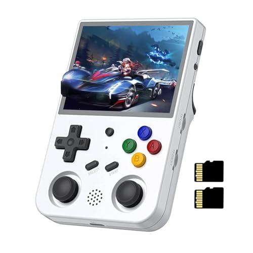 RG353V Handheld Spielkonsole, Dual OS Android 11 und Linux System, 16G+64G TF Karte RK3566 Chips Quad-Core 1.8GHz,Retro Konsole RG353V Unterstützung 5G WiFi 4.2 Bluetooth(weiß)