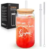 Joymaking Trinkgläser mit Deckel und Strohhalmen für Eiskaffee Cola Milchtee Eistee Soda 17oz, Longdrinkgläser, Gymnasium 5. Klasse Geschenke, Weiterführende Schule Geschenk