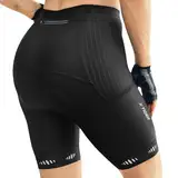 X-TIGER Radlerhose Damen mit Sitzpolster 5D Gepolster Fahrradhose Damen Kurz Schnell Trocknende Atmungsaktive Radhose Damen mit 3 Tasche