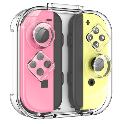 TiMOVO Switch Controller Aufbewahrungsbox, Staubdichte, Klare Schutzbox Für Nintendo Switch/OLED mit Abdeckung, Tragbare Controller-Tragetasche Mit Magnetverschluss Und Kratzfestem Silikonpad