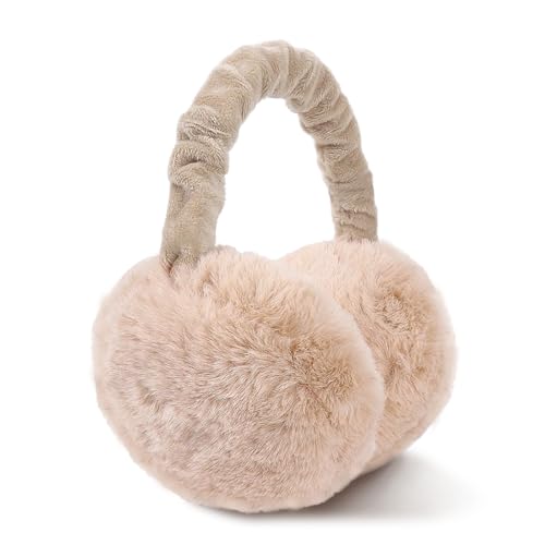 omitium Ohrenwärmer, Winter Ohrenwärmer Faltbare Verstellbarer Plüsch Earmuffs Bequemer weicher für den Winter Reiten Warme Ohrenschützer für Damen und Herren (Kamelpulver)