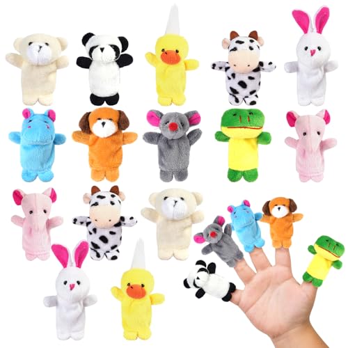 Ainiv 20 Stück Fingerpuppen, Baby Mitgebsel Kindergeburtstag Finger Plüschtier Set, Jungen und Mädchen Geschenke für Weihnachten Ostern und Kinderparty, Kleines Geschenk für Kinder