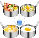 YAOYIN Pancake Form Egg Ring, 4 Pack 9cm Spiegeleiform Ei Ring zum Kochen von Spiegelei/Pfannkuchen/Omeletts und mehr, Antihaftbeschichtung, Lebensmittelqualität Edelstahl