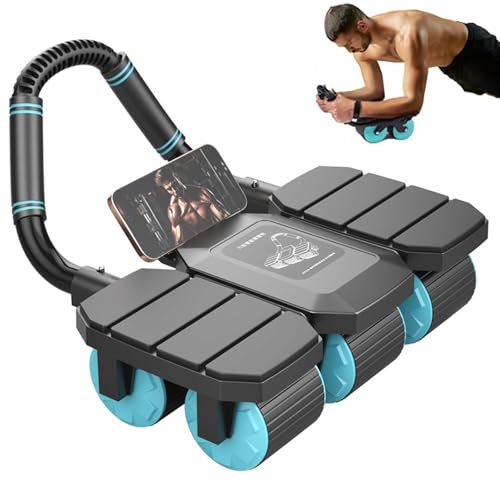 Kensbro 6-Rad-Bauchrad, Automatischer Rebound-Bauchroller mit 8 Ellenbogenstützen, Bauchmuskel-Roller mit Schaumstoff-Ellbogenpolstern, Maximale Tragfähigkeit 150KG, Bauchroller für Core Workout