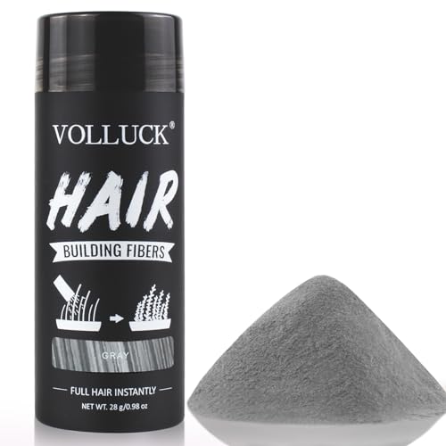 VOLLUCK Streuhaar zur Haarverdichtung, Langanhaltend Hair Fiber Frauen Männer, Natürlich Haarprodukte fur Haarausfall 28 g (Grau)