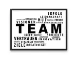 Deko Teamwork, Team A3 quer mit Rahmen ( schwarz), Wanddeko Arbeit und Büro, Konferenzraum, Poster Team-Motivation, Motivationsbild Kollegen, Teamgeist, Konferenz, Modern, Schlicht, Minimalisitsich