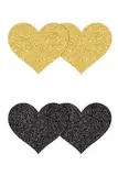 NS Novelties Pretty Pasties Glitter Hearts Black/Gold 2 Pair One Size