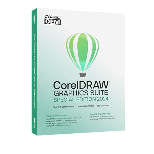 COREL CorelDRAW Graphics Suite Special Edition 2024 OEM inkl. AfterShot 3 + PhotoMirage Express Dauerlizenz (Win10/11-64Bit) Papp-Case