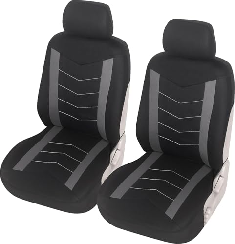 Upgrade4cars Autositzbezüge Set für die Vordersitze Grau | Auto-Schonbezüge Universal Schwarz Auto-Sitzbezug Sommer Winter | Autozubehör Innenraum | Geschenke für Frauen und Männer