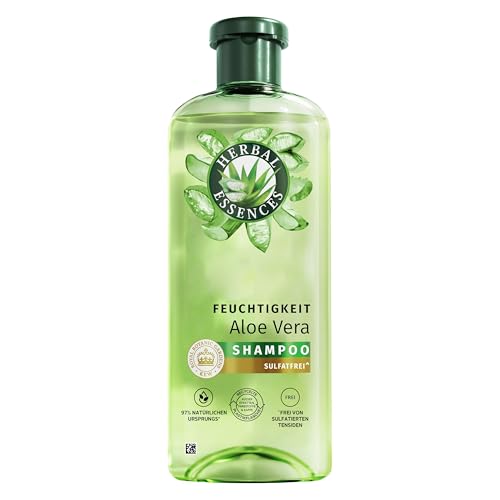 Herbal Essences Feuchtigkeits Shampoo mit Aloe und Jasminduft 350ml. Von sehr trockenem zu glänzenden Haar, Ohne Silikone, ohne sulfatierte Tenside, Mit Inhaltsstoffen natürlichen Ursprungs, Vegan