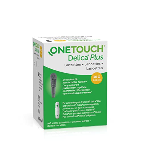OneTouch® Delica® Plus Lanzetten für Diabetes & Blutzuckermessung I 100 sterile Lanzetten I Zuhause oder unterwegs Testen I 1 Packung I 100 Lanzetten