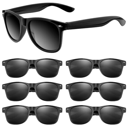 ASTARON Retro Vintage Sonnenbrille Bulk, 6 Pack polarisiert Günstige Neon Sonnenbrillen Bulk für Frauen und Männer (Schwarz)