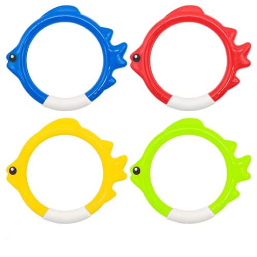 YESENLE 4Pcs Tauchringe, Pool-Tauchspielzeug, Werfen, Tauchen, Retrieve Spielzeug, Unterwasser-Pool-Spielzubehör für Fische Form Tauchringe für Kinder Erwachsene Schwimmtraining und Spaß