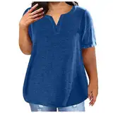 Sommer Damen T-Shirt Kurzarm Casual V-Ausschnitt Lose Shirt Baumwolle Bluse Tops Bedrucktes Damen T-Shirt Damen Sportshirt T Shirts Damen Grosse GröSsen Lang GroßE GrößEn Damen Oberteile Sommer