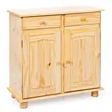 Inter Link – Landhausstil Kommode – Sideboard – Sideboard Buffet – Landhausstil – Beistellschrank - Kiefer massiv – 2 Türen – 2 Schubladen – Natur lackiert - Pamina