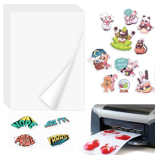 ADERTOS 30 Stk A4 Selbstklebende Folien Bedrucken Klebefolien Druckerpapier Wasserfest Bedruckbar Vinylfolie Inkjet Vnyl Aufkleber Sticker Papier Drucker Etikette für Tintenstrahldrucker Laserdrucker