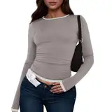 Damen Blusen, Sportshirt Langarm Damen Rundhals Basic Langarm Tagesangebote Heute, Basics Fashion Luftig Oberteile Sexy Y2k Mit Sport Party Outfit Damen S