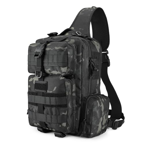 ENJOHOS Taktisch Groß Brusttasche Military Schultertasche Molle Schultertasche für MännerTactical Sling Rucksack Umhängetasche Chest Sling Pack für WandernTrekking, Reisen, Camping (Camo)