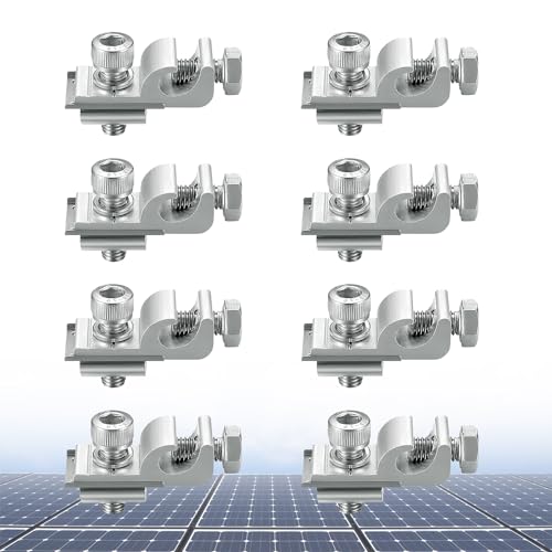 GZGXKJ Solarpanel Erdungsclips 8 Stück Solarpanel Halterung Aluminium PV Erdungsklemmen Anlage Erdungsösen Solarpanel Montageschiene Photovoltaik Erdungsösen Befestigungen