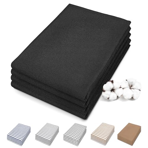 Bellphany 4er Set Premium Geschirrtücher schwarz - Küchentücher aus 100% Baumwolle, Oeko-TEX® zertifizierte Geschirrhandtücher, 50x70cm, tiefschwarz, schwarz, einfarbig