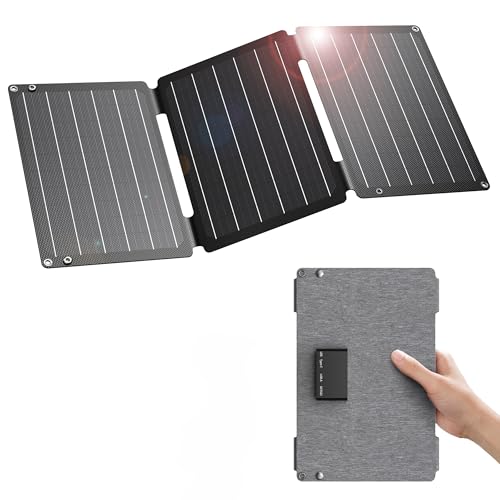 30W Solarladegerät, BigBlue Tragbares Solarpanel mit DC-Anschlüssen, Schnellladung 18W USB-C/USB-A QC3.0 Anschlüssen, IP68, Kompatibel mit Handy, Samsung, Tablette, kleinem Powerstation