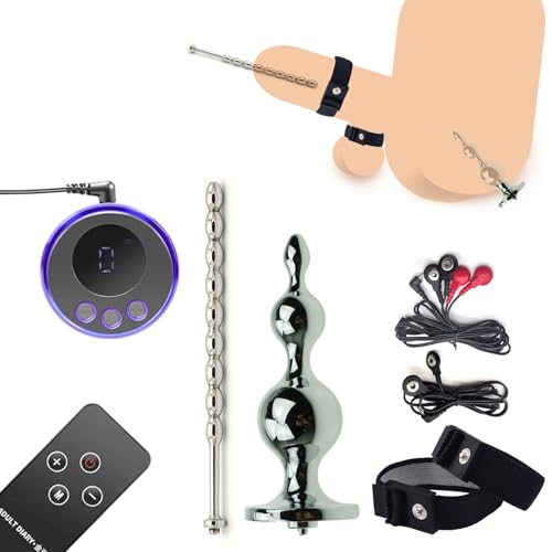 BDSM Elektrostimulation Set, Elektro Shock Analplug mit Harnröhren Plug und Penisring, Folter SM Extrem Bondage Analdildo Anal Dilatator Reizstrom-Set Prostata Massagegerät für Frauen Männer Paare