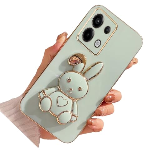 Nadoli für Xiaomi Redmi Note 13 Pro 5G Hase Versteckt Ständer Hülle,Karikatur Ultra Dünn Überzug Galvanisierte Herz Ständer Weiche Silikon Kratzfest Handyhülle Schutzhülle