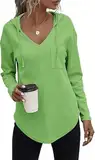 Cuptacc Damen Hoodie Entspannt Sweatshirt Mit Kapuze Oberteile Langarm Pullover Strickpullover Tops Oversized Shirt Apfelgrün S