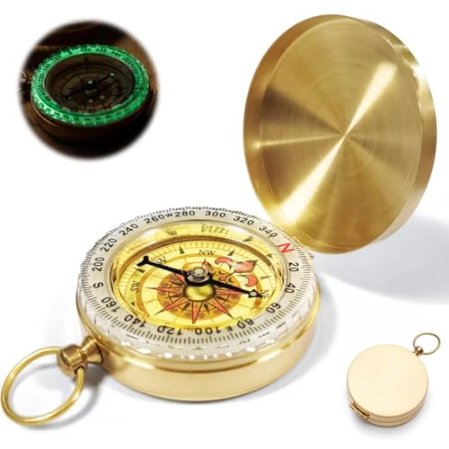 AEIOPRS 1 Pcs Outdoor Portable Messing Kompass Wasserdichter Navigationskompass für Wandern Camping Klettern Skifahren Jagd und Outdoor-Aktivitäten