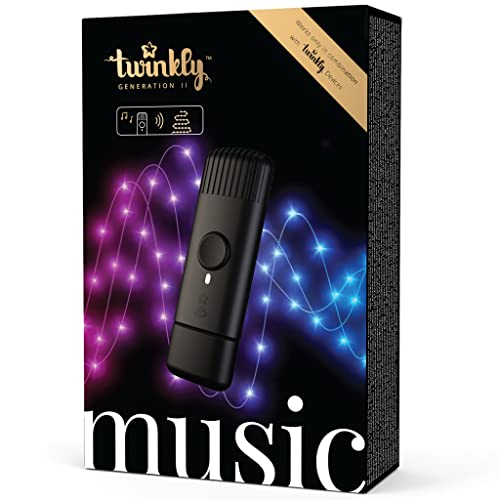 Twinkly Music, Sound Sensor für LED-Lichter, Bluetooth und Wi-Fi Sensor zur Synchronisierung mit Musik und Smarten Lichtern über App, Stromversorgung über USB, Schwarz