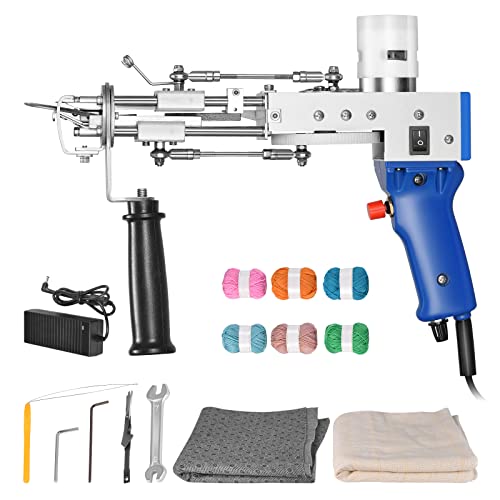 Tufting Gun Set Elektrische Touffetpistole, Aomdom 7-21 mm, 2-in-1, Basteln zu Hause, mit Wollgarn und Tufting Leinwand und Anfängern für Handwerk, Teppich, Kleidung