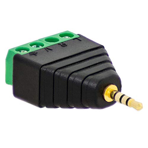 1x Klinken Stecker 2,5 mm Adapter > Terminal Block 4-Pin Schraub Klemmen Vergoldet