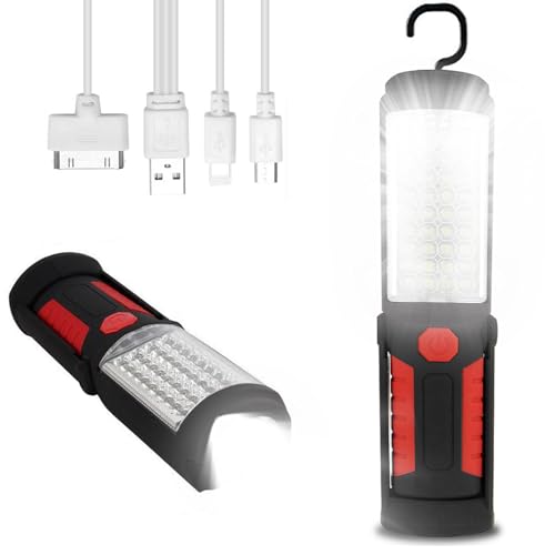 LED Arbeitsleuchte Taschenlampe, Ultra-Helle Werkstattlampe, Akku-Betrieben Inspektionslampe, Schwenkfunktion + Magnetfuß, ideal für Autoreparatur Werkstatt und Camping Werkzeug Licht