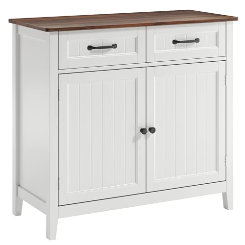 Bealife Küchenschrank, Kommode mit 2 Schubladen und 2 Türen, Sideboard Küchenbuffet mit Arbeitsplatten für Küche,Wohnzimmer, Flur und Esszimmer (Braun)