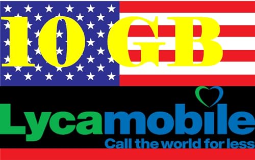 LycaMobile Prepaid SIM USA – 10 GB 5G /4G LTE – Unbegrenzte internationale Anrufe und SMS – 30 Tage