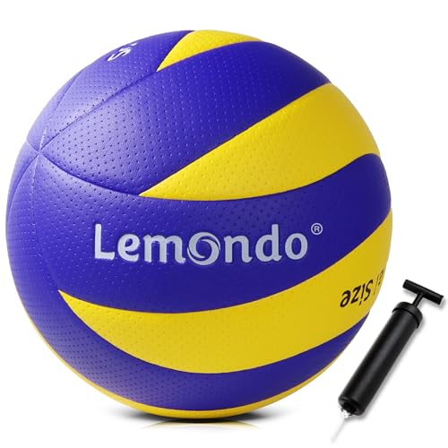 lemondo Volleyball Wasserfest Beachvolleyball mit Pumpe Langlebiger PU Volleyball Outdoor Indoor Strand Garten(mit Pumpe)