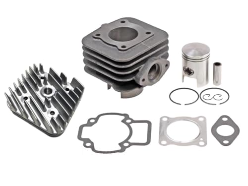50ccm Zylinder + Zylinderkopf Set passend für Piaggio Diesis, Liberty, NRG, TPH,Vespa ET2, Aprilia Scarabeo, Derbi Atlantis, Gilera Stalker 50 2T - Leistungsoptimierung für luftgekühlte 2-Takt Motoren
