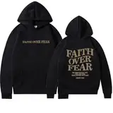 Faith Over Fear Hoodies Für Frauen Übergroße Brief Druck Langarm Pullover Hoodie Mit Tasche Casual Herbst Sweatshirts 2023 Herbst Mode Kleidung, Schwarz , 38