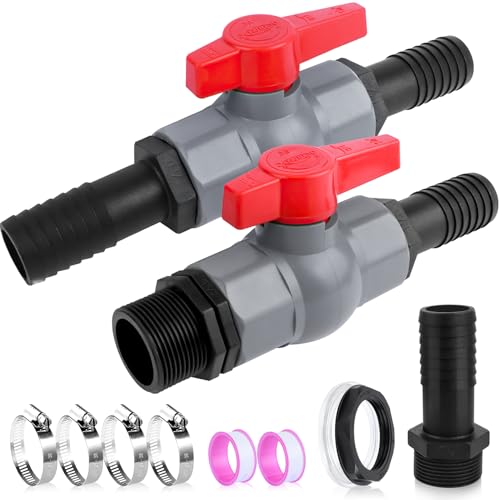 Nuyoah Kugelhahn mit Schlauchverbinder Pool Kugelhahn 1 1/4 zoll(32mm) PVC Regentonne Ventile Set Poolventil Ventil Kugelventil für Schläuche Absperrventil Innengewinde Absperrhahn