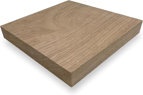ZUSCHNITTPROFI.DE® Massivholzplatte aus Eiche (20 x 20 x 4 cm) – Eichenplatte, handgefertigte Holzscheibe aus glatt gehobeltem Eichenholz – DIY Holz für verschiedene Bau-Projekte
