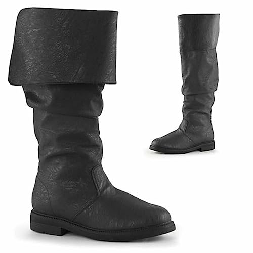 Cos Renaissance Stiefel übergroße Stiefel, Western Ritterstiefel, Mittelalterliche Piratenstiefel, Flache Jazz-stiefel Für Männer Und Frauen Zum Überziehen Bis Zur Mitte Der Wade(42, Black)