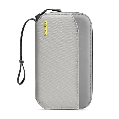 tomtoc Reisepass Tasche für 4 Reisepässe, Reisepasshülle Organizer Tasche Passport Holder mit SIM-Kartenhalter und Eject Pin, RFID-Schutz, Kartenfach, Ausweistasche für Familie, Reise