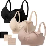 HBselect 3 Pcs Schwangerschafts Still BH Nahtloser Still-BH mit zusätzlichen BH-Verlängerungen Stillen und Schlaf Ohne Bügel für Damen