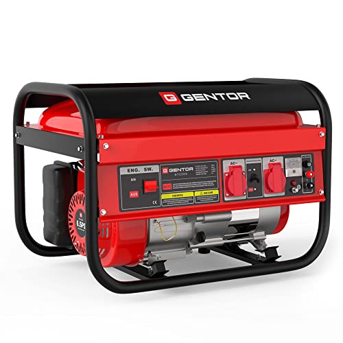 GENTOR Stromgenerator Notstromaggregat Benzin leise 2200 Watt 6.5PS, Stromerzeuger Stromaggregat Generatoren 4-Takt Benzinmotor, 2x 230V, 1x 12V, Seilzugstart, für Camping, Outdoor, Werkstatt, Privat
