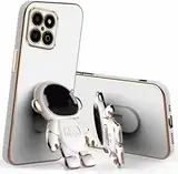 Miagon Kreativ Astronaut Ständer Hülle für Honor X8 4G,Cute Mädchen Dünn Galvanisierte Schutzhülle Weiches Case Bumper mit Astronaut Halter Kickständer