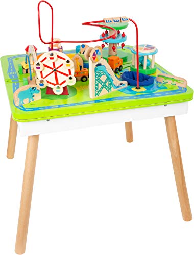 small foot 11434 Spieltisch Freizeitpark 3 in 1, Spiel-und Motorikspaß aus Holz, multifunktional, ab 1 Jahr Toys, Mehrfarbig