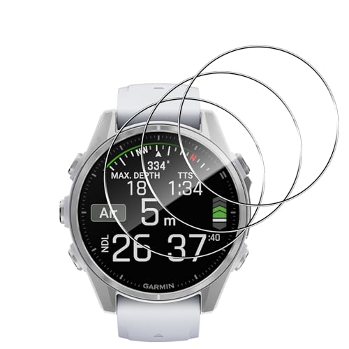 Aerku 3 Stück Schutzfolie Kompatibel mit Garmin Fenix 8 43MM für Panzerglas, 9H Härte Displayschutzfolie, Anti-Kratzen Schutzglas, Anti-Bläschen Folie - Transparent