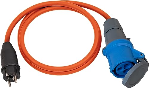 Brennenstuhl Camping Adapterkabel/CEE-Adapter mit Schutzkontakt-Stecker und CEE-Kupplung (1,5m Kabel in Orange, H07RN-F 3G2,5, 230V/16A, ständiger Einsatz im Außenbereich IP44, Made in Germany)